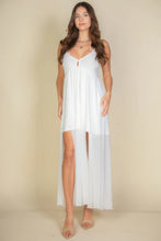 Load image into Gallery viewer, Plunge Neck Split Thigh Mesh Maxi Dress