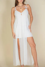 Load image into Gallery viewer, Plunge Neck Split Thigh Mesh Maxi Dress