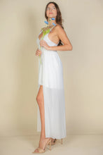 Load image into Gallery viewer, Plunge Neck Split Thigh Mesh Maxi Dress