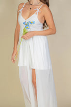 Load image into Gallery viewer, Plunge Neck Split Thigh Mesh Maxi Dress