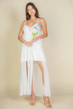 Load image into Gallery viewer, Plunge Neck Split Thigh Mesh Maxi Dress