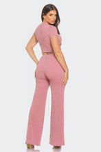 Load image into Gallery viewer, Front Twist Detail Top And Flare Pants Set