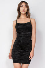 Load image into Gallery viewer, Cowl Neck Glittered Mesh Dress