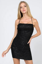 Load image into Gallery viewer, Textured coating knit sleeveless darwsrting lace back bodycon mini dress