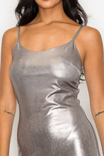 Load image into Gallery viewer, Scoop neck foil mini dress