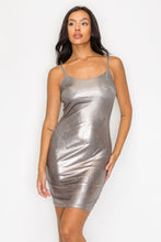 Load image into Gallery viewer, Scoop neck foil mini dress