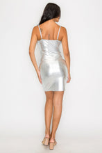 Load image into Gallery viewer, Scoop neck foil mini dress