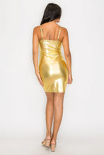 Load image into Gallery viewer, Scoop neck foil mini dress