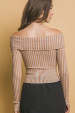 Load image into Gallery viewer, Ribbed bardot zip up long sleeve