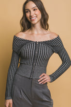 Load image into Gallery viewer, Ribbed bardot zip up long sleeve