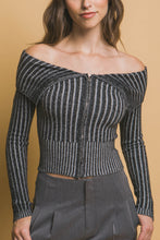 Load image into Gallery viewer, Ribbed bardot zip up long sleeve