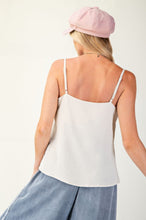 Load image into Gallery viewer, Laced textured poly woven camisole