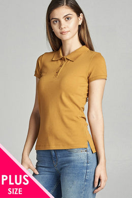 Ladies fashion plus size classic pique polo top