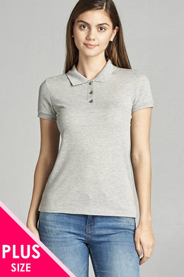 Ladies fashion plus size classic pique polo top