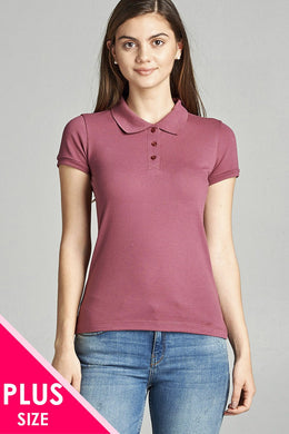Ladies fashion plus size classic pique polo top