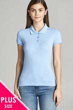 Load image into Gallery viewer, Ladies fashion plus size classic pique polo top