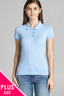 Ladies fashion plus size classic pique polo top