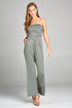 Load image into Gallery viewer, Ladies fashion tube top long wide leg rayon spandex jumpsuit