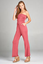 Load image into Gallery viewer, Ladies fashion tube top long wide leg rayon spandex jumpsuit