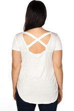 Load image into Gallery viewer, Ladies fashion plus size off white cut out criss cross back top