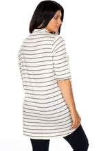 Load image into Gallery viewer, Ladies fashion plus size mock neck choker keyhole stripe asymmetric top