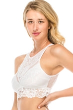 Load image into Gallery viewer, Ladies fashion floral lace high-neck bralette racerback w/keyhole