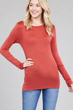 Load image into Gallery viewer, Ladies fashion long sleeve crew neck top rayon spandex jersey top