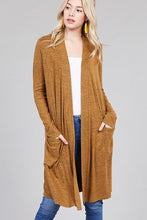 Load image into Gallery viewer, Ladies fashion long sleeve open front w/pocket brushed hacci cardigan