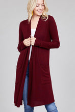 Load image into Gallery viewer, Ladies fashion long sleeve open front w/pocket brushed hacci cardigan