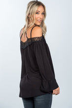 Load image into Gallery viewer, Boho cold shoulder crochet back-cross top