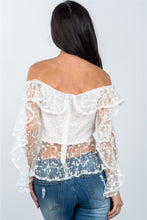 Load image into Gallery viewer, Ladies fashion sheer floral textured off the shoulder top