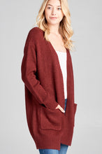 Load image into Gallery viewer, Ladies fashion long sleeve open front w/pocket tunic sweater cardigan