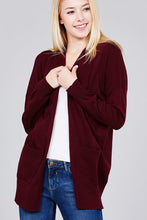 Load image into Gallery viewer, Ladies fashion long dolmen sleeve open front w/pocket sweater cardigan