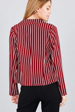 Load image into Gallery viewer, Long sleeve notched collar princess seam w/back slit striped jacket