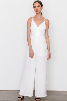 White v neck jumpsuit