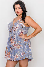 Load image into Gallery viewer, Plus Size Floral Print Lace Trim Cut Out Back Romper