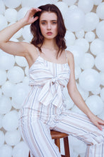 Load image into Gallery viewer, Cream Knotted Striped Jumpsuit