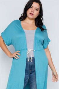Plus Size Basic High Low Cardigan Cover Up