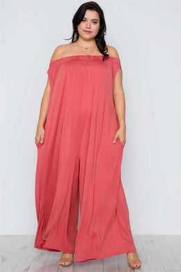 Plus Size Basic Off-the-shoulder Jumpsuit