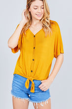 Load image into Gallery viewer, Short Dolman Sleeve V-neck W/button Detail Front Tie Rayon Spandex Cardigan