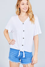 Load image into Gallery viewer, Short Dolman Sleeve V-neck W/button Detail Front Tie Rayon Spandex Cardigan