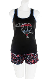 Knit Racerback Tank With Printed Shorts Set