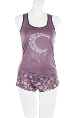 Knit Racerback Tank With Printed Shorts Set