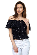 Load image into Gallery viewer, Splat Print Ruffle Cropped Shirt