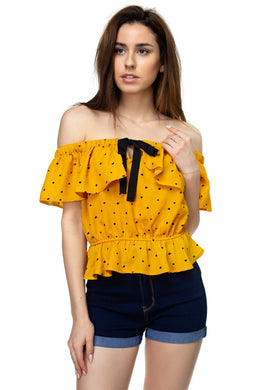 Splat Print Ruffle Cropped Shirt