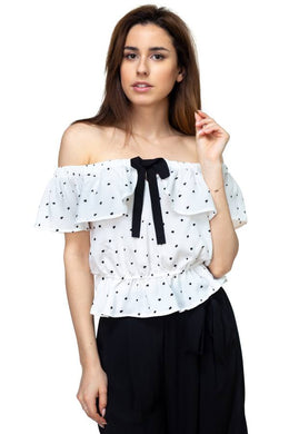 Splat Print Ruffle Cropped Shirt