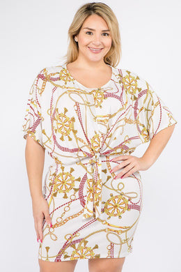 Plus Size Multi Color Print Short Sleeve Dress