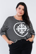 Load image into Gallery viewer, Plus Size Black White Stripe Scoop Neck Relaxed Fit &quot;kiki Larue&quot; Top