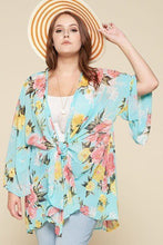 Load image into Gallery viewer, Plus Size Floral Printed Oversize Flowy And Airy Kimono With Dramatic Bell Sleeves