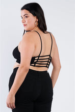 Load image into Gallery viewer, Plus Size Open Stripe Back Cami Strap Athletic Lounge Bra